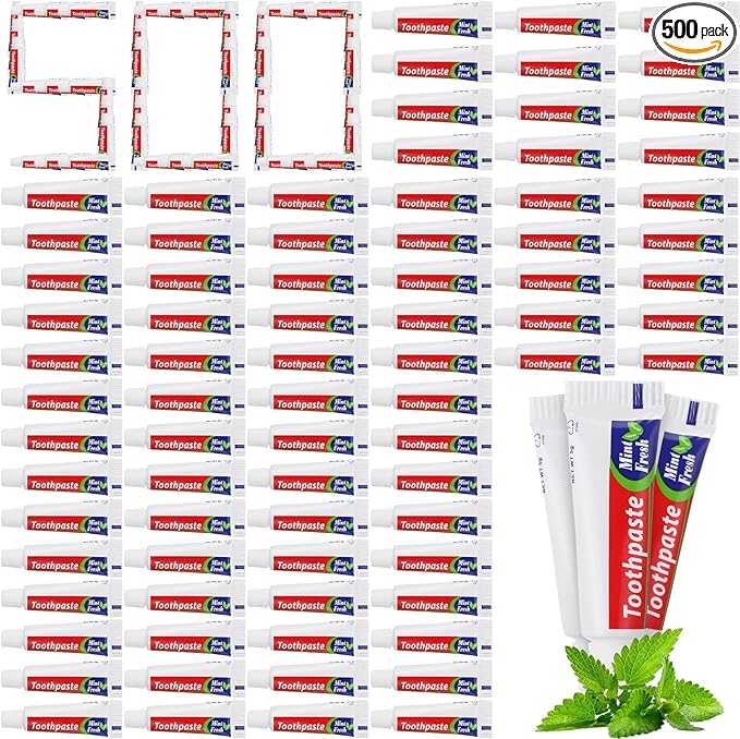Mini Toothpaste Bulk Regular Clean Mint Toothpaste for Bad Breath, Helps Freshens Breath, Whitens Teeth Travel Size 0.18oz for Home Hotel Office School Camping