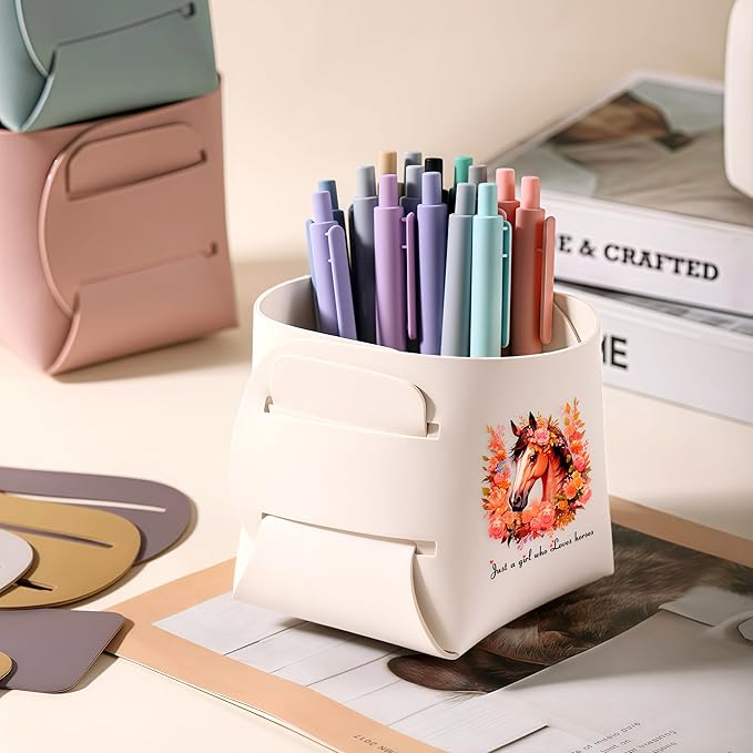 Horse Makeup Brush Holder, Decorative Desk Organizer for Jewelry Pen Pencil Glasses Storage, Horse Lovers Themed Gifts Stuff For Girls Teens Kids Women!