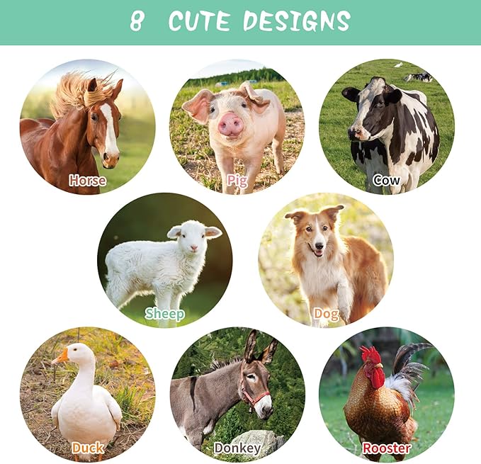 Zonon 600 Pieces Farm Animal Stickers Realistic Animal Roll Stickers Barnyard Friends Theme Label Pasters Decals Teaching Supplies for Kids Classroom Home Rewards Party Favor, 1.5 Inch