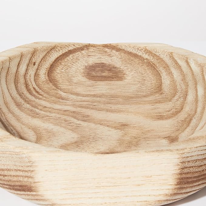 DN DECONATION Round Wooden Tray with Handles, Rustic Wood Ottoman Tray for Coffee Table Bathroom, Trinket Trays Decor for Home & Living Room Decor Farmhouse Perfume Organizer