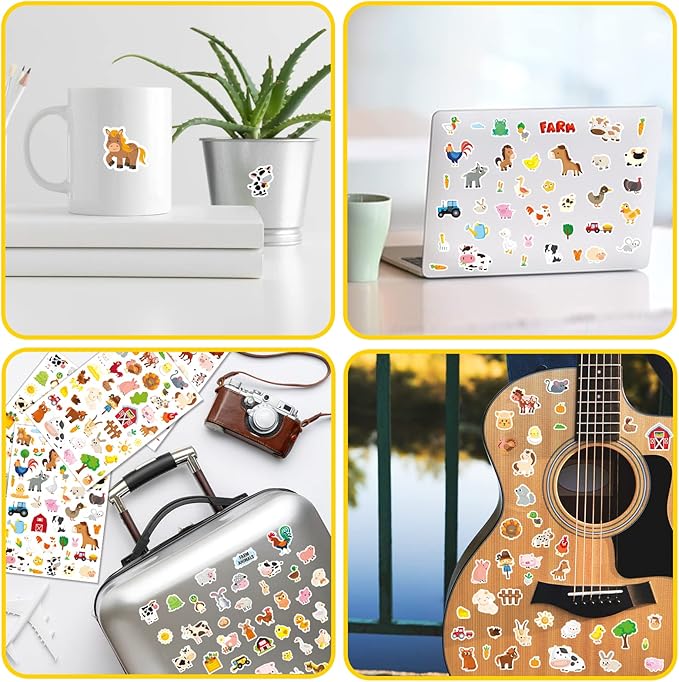 Farm Animal Stickers Cute Farm Barnyard Cow Sheep Horse Decal Sticker 875 Counts Party Gifts Goodie Bags Decor School Reward Birthday Party Favors Water Bottle Sticker Laptop Invitation Decor