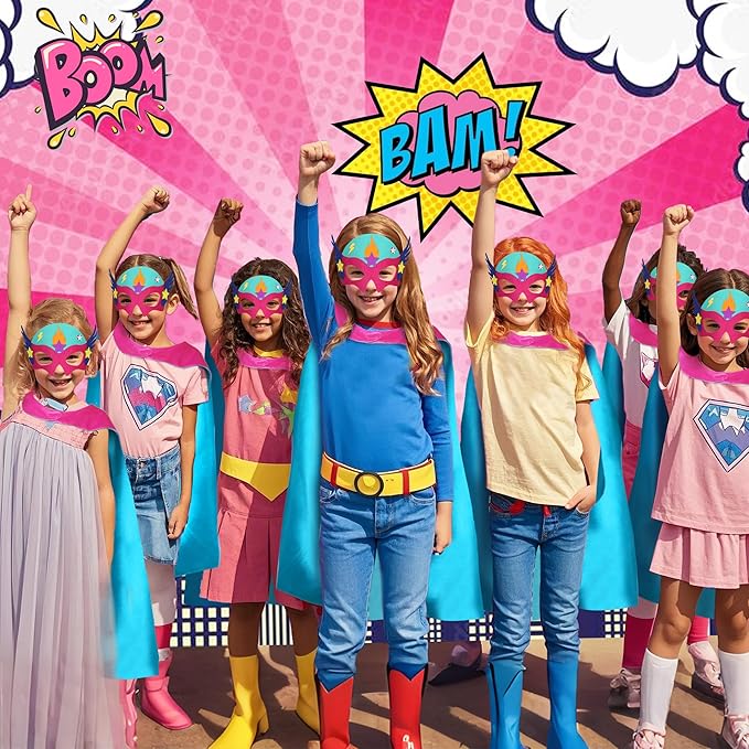 D.Q.Z Star Superhero Cape and Mask for Kids Dress Up Costume, Super Hero Toys for Boys Girls Halloween Party Favors