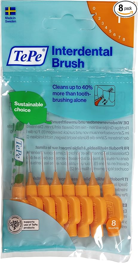 TePe Interdental Brushes Oral Dental Floss Toothbrush Different Colours & Sizes 1 X Pack (8 Brushes) 1 X Pack (8 Brushes) 0.45Mm Orange
