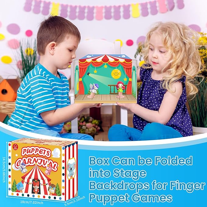 Oriate Fairy Tale Finger Puppets Toddler Toys, Story Time Puppets with Pretend Play Stage, Toddler Bath Toys with Storage Bag, Bathtub Party Favors Easter Basket Stuffers 12m 10Pcs