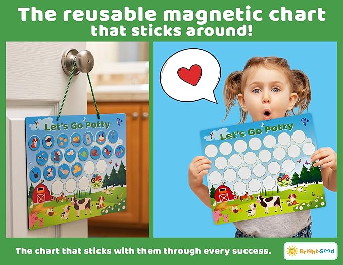 Reusable Magnetic Animals Potty Chart, Potty Training for Boys, Potty Training Chart for Toddler Girls, Potty Training Rewards Boys, Sticker Chart Kids, Potty Training Sticker Chart for Toddlers