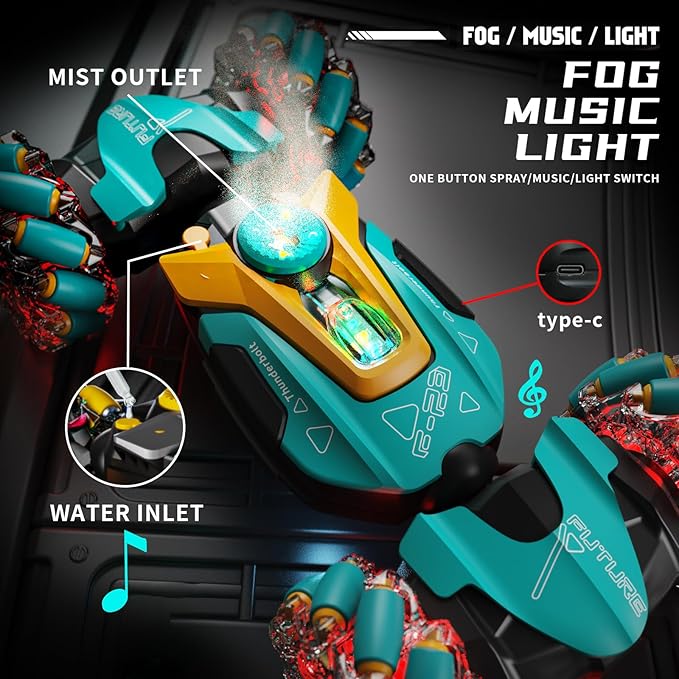 Gesture Sensing RC Stunt Car,Remote Control Car Toys for Ages 5-7-13,with Lights Music Spray,4WD 360° Spins All Terrains Kids Toys RC Cars,3-6 Year Old Boy Birthday Gift & 3-12 Best Gift for Kids