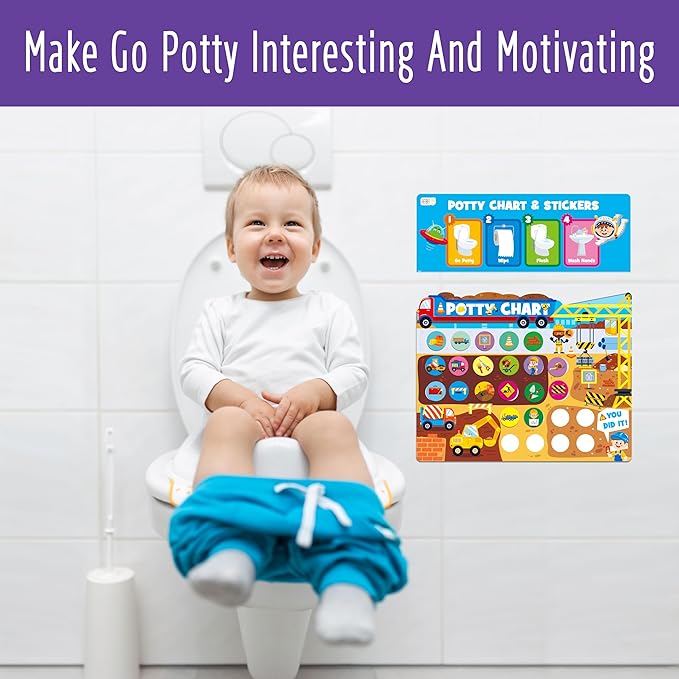Potty Training Sticker Chart for Kids, 15 Incentive Potty Charts & 630 Stickers (Space, Farm, Dinosaur, Ocean, Construction Site) Potty Training Charts for Boys & Girls, Multiple Toddlers
