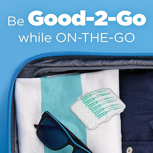 GUM Soft-Picks Advanced, Easy to Use Dental Picks for Teeth Cleaning and Gum Health, Disposable Interdental Brushes with Convenient Carry Case, Dentist Recommended Dental Picks, 90ct (4pk)