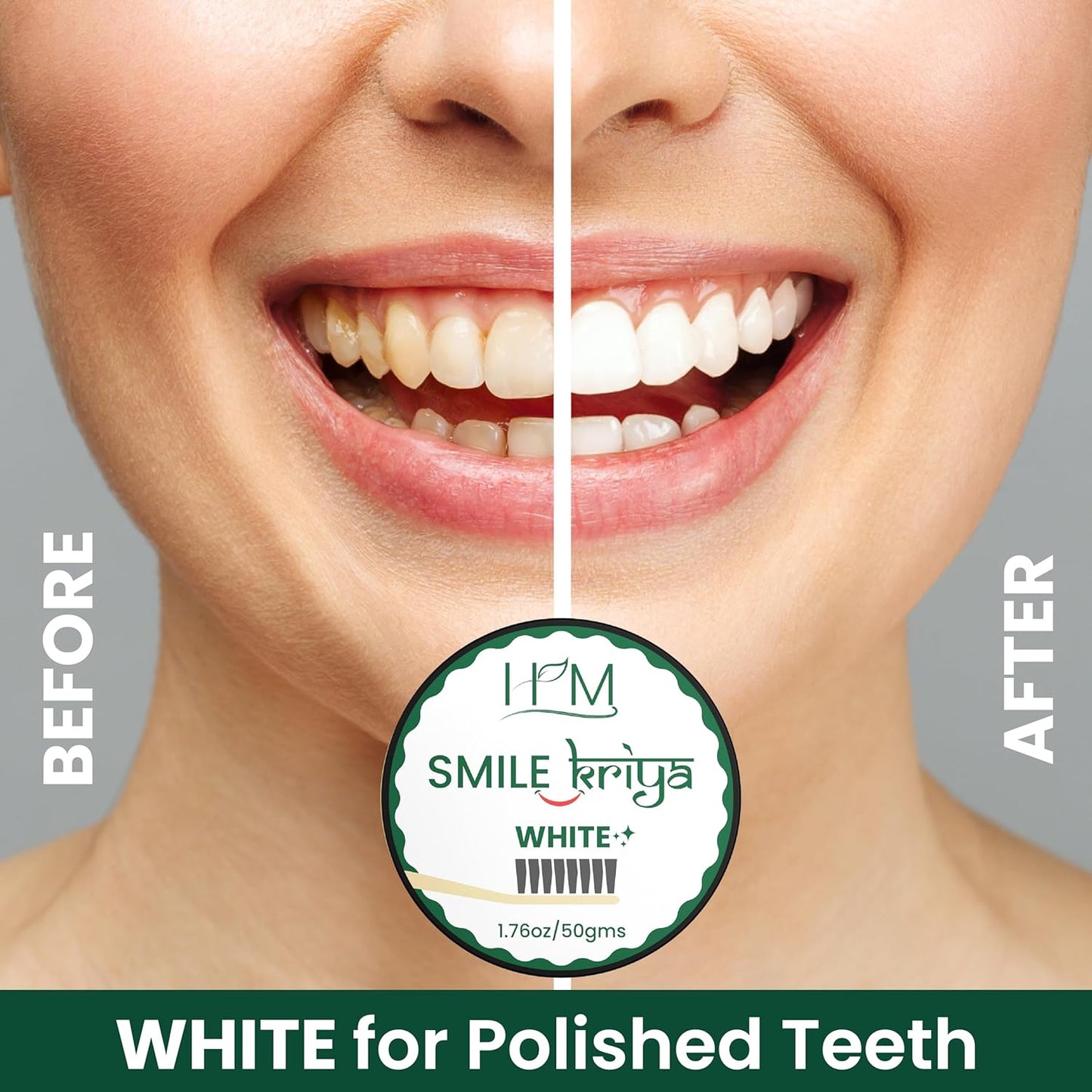 HM - Smile Kriya Ayurvedic Toothpowder Duo (Pack of 2) | Whitens Teeth Naturally, Remineralizes Enamel, Strengthens Gums & Freshens Breath | Activated Charcoal & NanoHydroxyapatite | 1.76 oz X 2