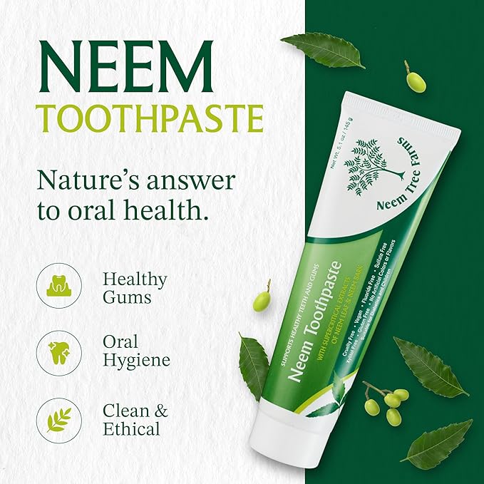 Neem Fluoride Free Toothpaste - Adult and Children Friendly - 100% Vegan Natural Toothpaste, Gluten Free, No Artificial Ingredients - Supports Daily Gum Care - with Clove & Stevia (Single Pack)