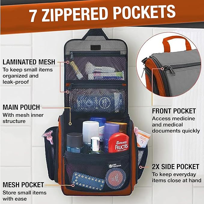 DD D&D Wanderlust D&D Hanging Travel Toiletry Bag for Men and Women – Cosmetics, Makeup and Toiletries Organizer Kit with 10 Compartments