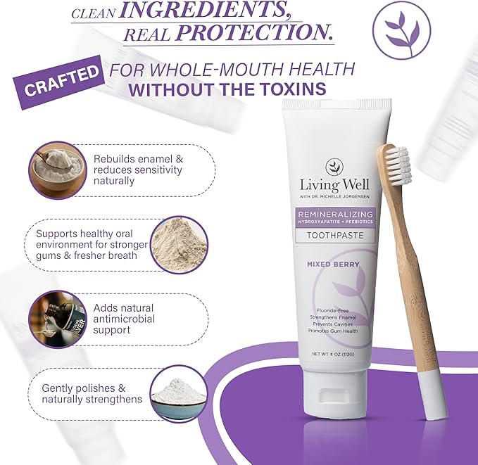 Kids Hydroxyapatite Toothpaste – Natural Mixed Berry – Fluoride-Free Remineralizing Toothpaste with PROtektin – Strengthens Enamel & Supports Oral Microbiome – 4 oz