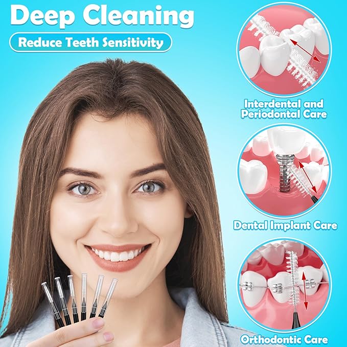 Modacraft 120Pcs Interdental Brushes, Deep Cleaning Braces Flossers for Braces Orthodontic with Soft Bristles 360° Bendable Floss Heads Dental Brushes Between Teeth Gum Braces Oral Cleaning Tool Kit