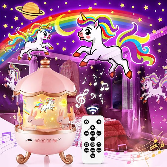 Sound Machine Baby Night Light Projector, 15 White Noise | 21 Colors | 15 Films Toddler Night Light for Kids, Remote Control Baby White Noise Machine, Unicorn Toys for Girls