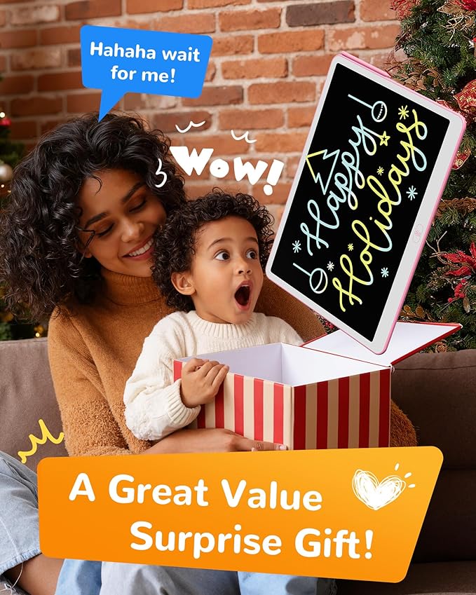 KOKODI LCD Writing Tablet, 20 Inch Colorful Toddler Doodle Board Drawing Tablet, Erasable Reusable Electronic Drawing Pads, Educational and Learning Toy for 3-6 Years Old Boy and Girls(Pink)