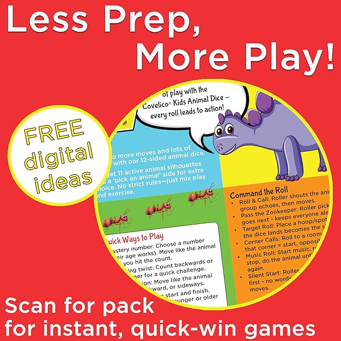 Animal Exercise Dice - Kids Exercise Equipment, Gross Motor Toys for Toddlers 3-5 & Physical Education Equipment, Recess Toys for Elementary Outside or Indoor Physical Activities for Kids