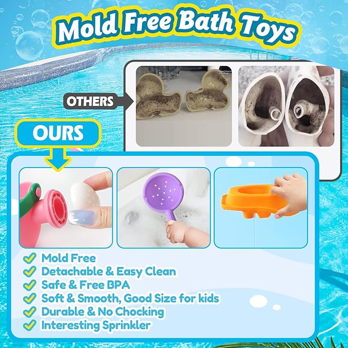 Baby Bath Toys for Kids Ages 1-3, 10 PCS Water Table Toys for Toddlers 1-3-Bathtub Shower Floating Water Toys Swimming Pool Beach Toy for 6 Months Up Boy Girl Gifts (Color Random)