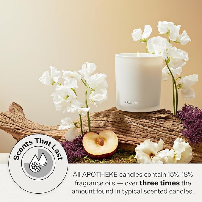 Apotheke 3-Wick Scented Candles for Home, Charcoal - 26 oz Soy Wax Jar Candle Gift for Women - Long-Lasting Fragrance with Perfume-Grade Essential Oils - Cedarwood, Sandalwood, Oud & Amber