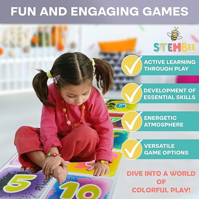 10-Pack Numbered Liquid Sensory Tiles, 12" x 12" Activity Play Mats for Toddlers Kids Boys Girls, Colorful Sensory Water Mat, Floor Activity Mat, Childhood Educational Toddler Learning Toys