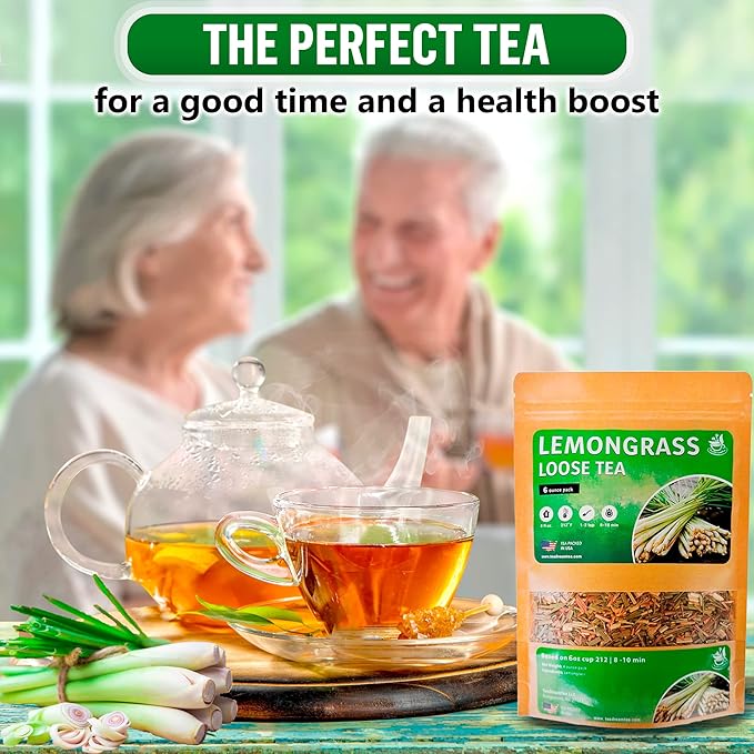 TeaDreamTea Lemongrass Herbal Tea, 6 oz Loose Leaf - Caffeine Free, Decaffeinated, Bulk Lemongrass Tea for Metabolism - Easy to Brew, Natural Flavor, Endless Health Benefits