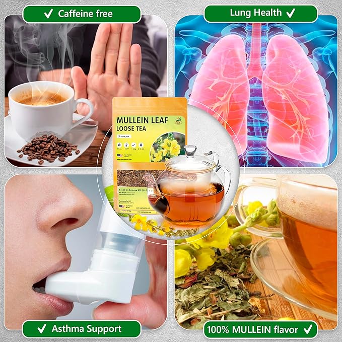 TeaDreamTea Dried Mullein Herbal Tea - Natural Mullein Flowers 3 OZ Loose Tea - Caffeine-Free - Pure Natural Premium Mullein Leaf - Mullein Herbal Teas with Cleanse Detox & Respiratory Support Effect