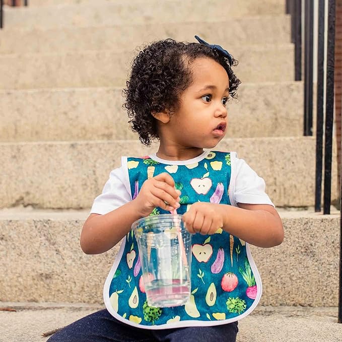 BapronBaby Organic Produce Bapron - No Neck Tie Safer Bib for Baby& Toddler - Soft Waterproof Stain Resistant - Machine Washable - Sz Baby/Toddler 6m-3T