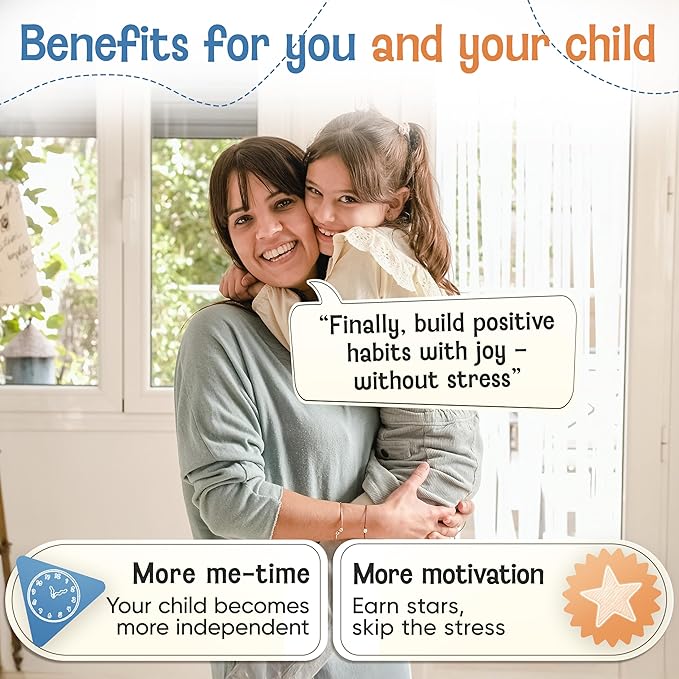 Magnetic Reward Chart for Kids with 280 Magnets - Behavior Chart for Kids at Home - Responsibility Reward Chart - Chore Chart - Visual Schedule - Ideal for Ages 3-9, Autism, ADHD - Blue