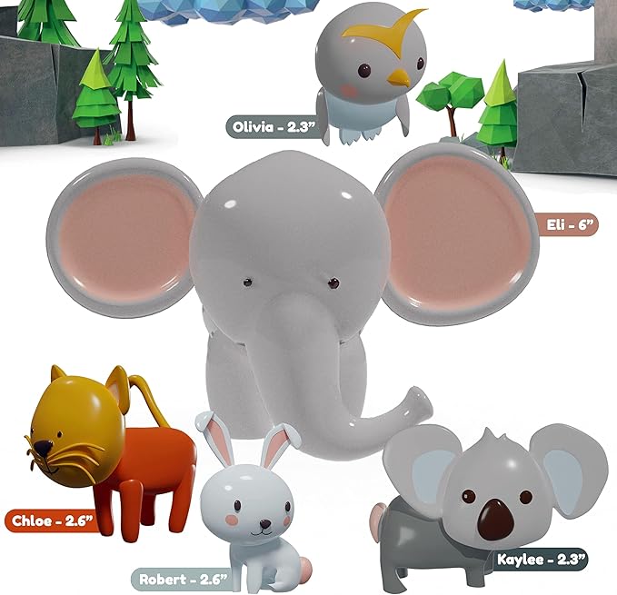 SplashEZ Bath Toys for Toddlers, Mold Free Bath Toys for Kids & Toddlers, No Hole for Bathtub, Pool, Shower Boys & Girls, 5 Animals