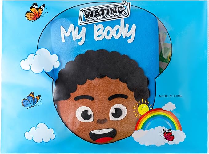 WATINC 35Pcs Brown Skin Color Body Parts Learning Felt Story Board Set, Human Organ Educational Teaching Storytelling Kit, Early Learning Interactive Play Wall Hanging Gift for Toddlers Kids