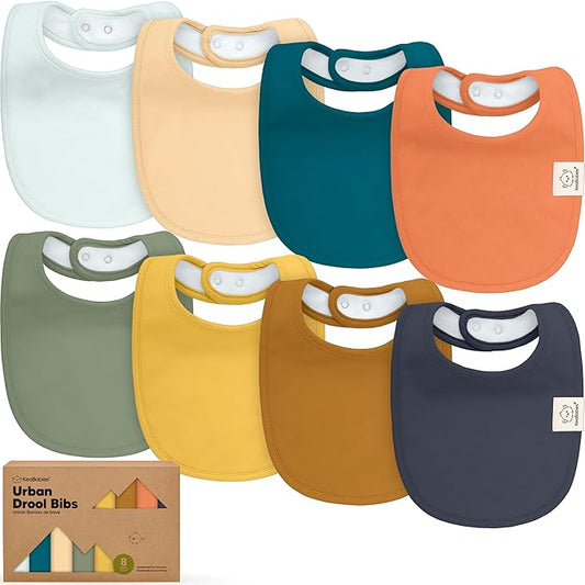 8-Pack Organic Baby Bibs for Boys, Girls - Soft Cotton Drooling and Teething Bibs for Baby Girl & Boy, Extra Absorbent, Easy To Clean & Put On for Toddler, Newborn, Infant 0-24 Months (Eclipse)