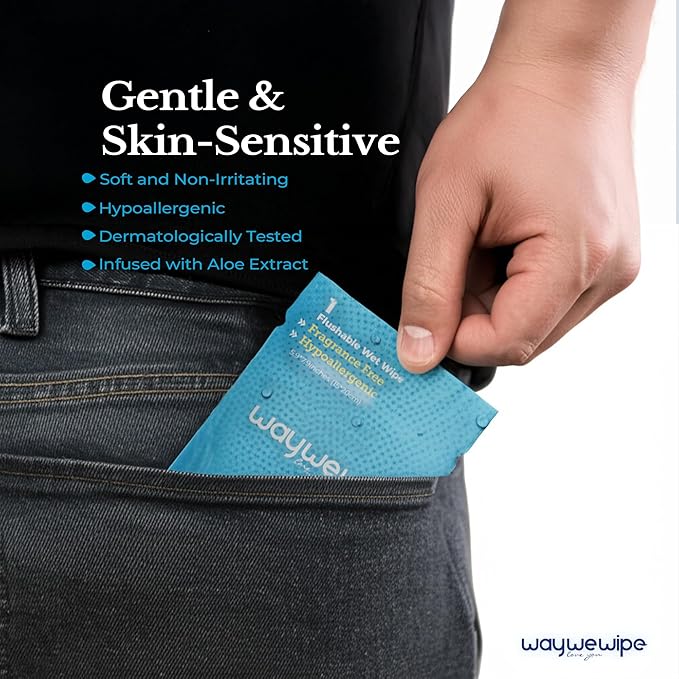 On-The-Go Flushable Wet Wipes, 32 Count XL Individually Wrapped Adult Wipes, Hypoallergenic 100% Plant Based Septic Safe, Travel Size Cleansing Cloth for Men & Women, Fragrance Free (32 Ct)