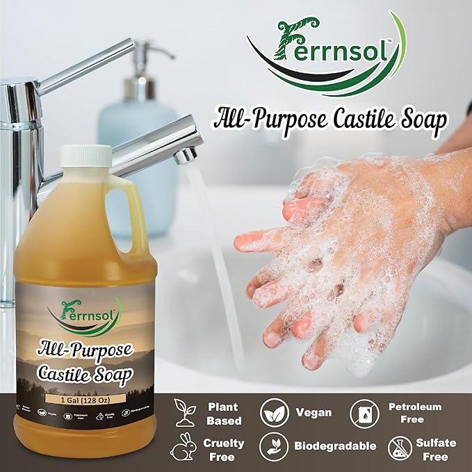 AP Castile Soap Liquid (1 Gallon) – Unscented, Fragrance-Free, Refill – Natural All-Purpose Soap for Home, Hands, and More – Gentle, Non-Toxic formula – 128oz - Made in USA
