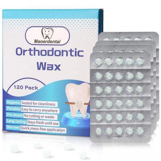 Orthodontic Wax 120 Pack, Easy to Mold Braces Wax, Dental Wax Long-Lasting Hold, Portable and Easy to Tear,Food Grade Relief Wax for Home Travel Office (Mint)