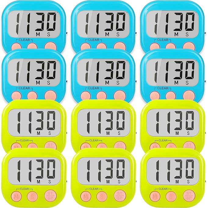 Classroom Timers for Teachers Kids Large Magnetic Digital Timer Teacher Supplies 12 Pack-Blue Green