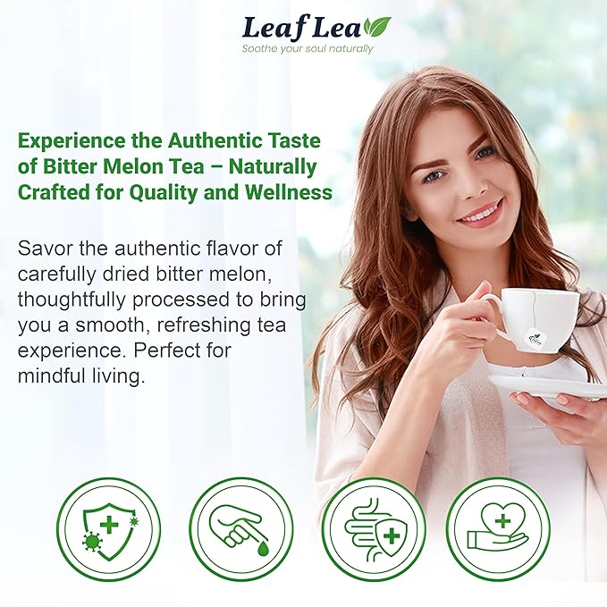 LeafLea Natural Bitter Melon Tea Bags, 40 Cundeamor Herbal Tea Bags – Melon Amargo Gohyah Fruit Tea | Wellness & Digestion Support | Caffeine-Free, Non-GMO, Sugar-Free, Vegan