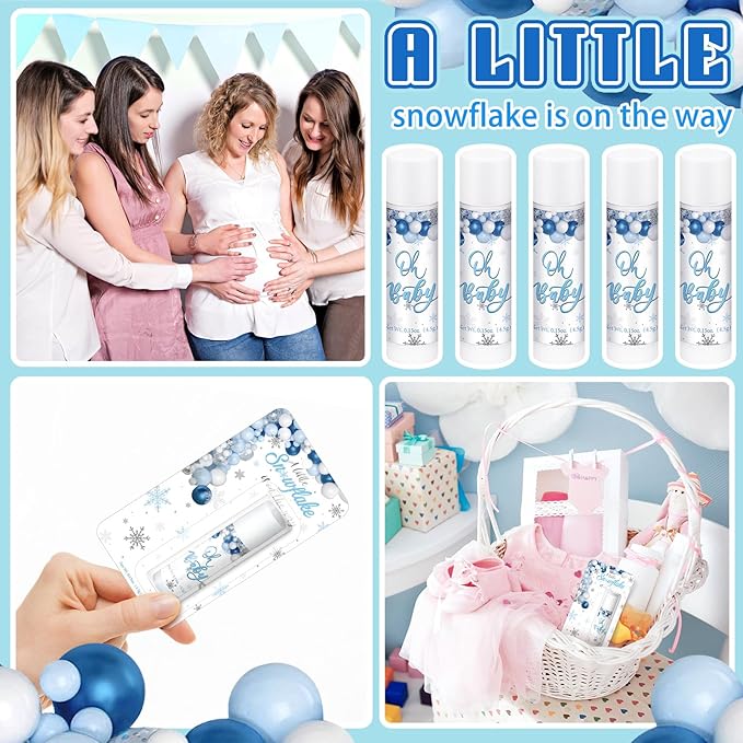 30 Pack a Little Snowflake Baby Shower Games Prizes Party Gifts Bulk Lip Balms Favors for Winners Adults Guests Gender Reveal Favors Decorations Baby Shower Souvenirs Gift Bags Stuffers