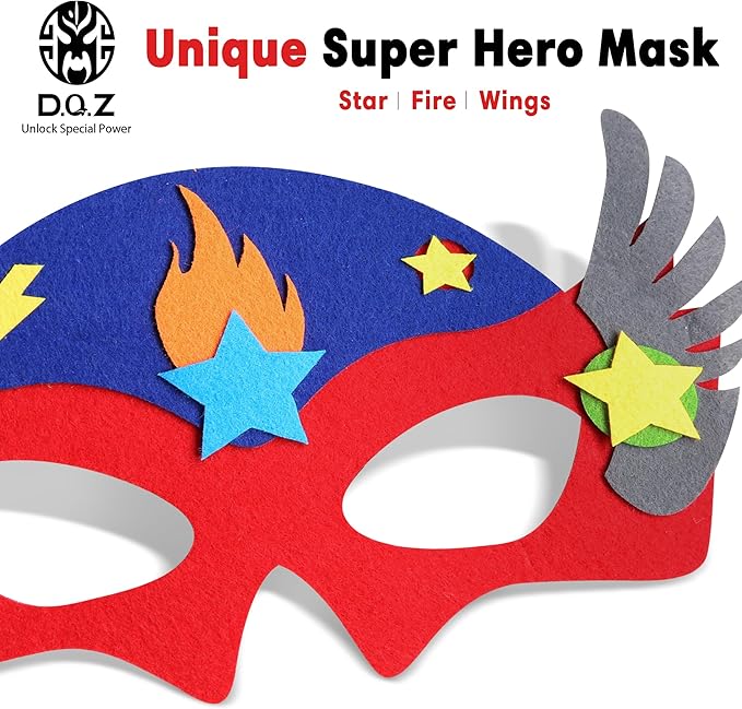 D.Q.Z Star Superhero Cape and Mask for Kids Dress Up Costume, Super Hero Toys for Boys Girls Halloween Party Favors