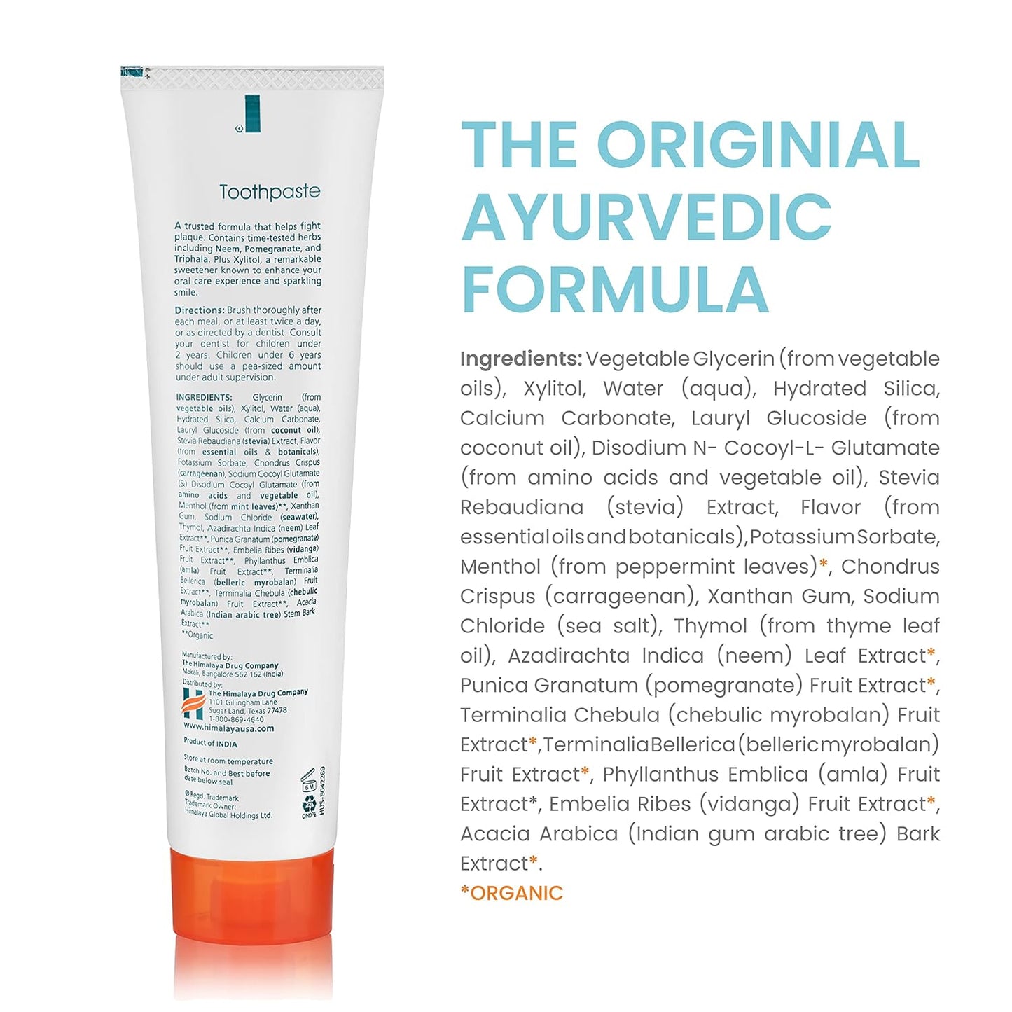 Himalaya Botanique Neem & Pomegranate Toothpaste, Mint Flavor - Fluoride Free Toothpaste Fights Plaque & for Fresh Breath - Vegan, Gluten Free, No SLS, No Artificial Flavors or Colors, 5.29 oz