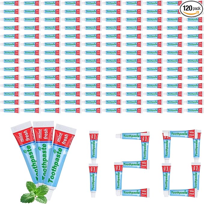 0.28oz Small Toothpaste Travel Size Bulk,Mini Toothpaste Travel,Mint Scent TSA Compliant for Hotel Camping Gym Office School Homeless 120