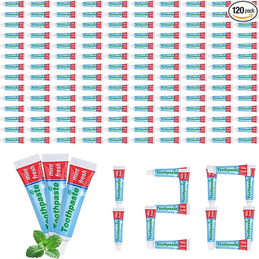 0.28oz Small Toothpaste Travel Size Bulk,Mini Toothpaste Travel,Mint Scent TSA Compliant for Hotel Camping Gym Office School Homeless 120