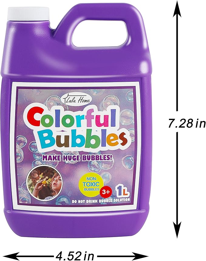 Lulu Home Bubble Concentrated Solution, 1 L/ 33.8 OZ Bubble Refill Solution for Kids Bubble Machine, Giant Bubble Wand, Bubble Blower Toys, Halloween Party Favors (Purple)