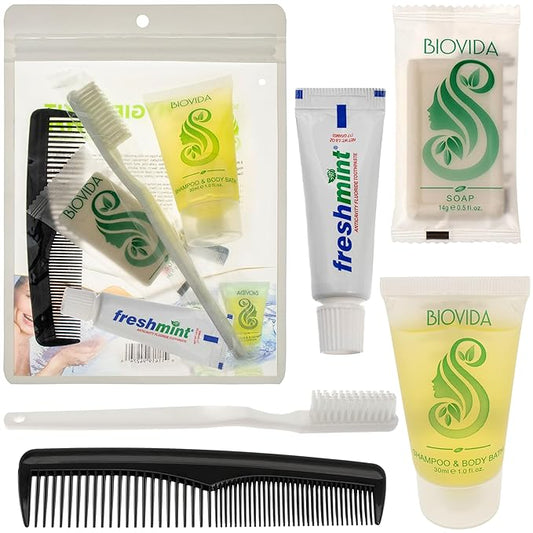 Moda West 96 Hygiene Kits - Bulk Case of Wholesale Basic Toiletry Kits for Men, Women, Travel, Charity 5 Pc Kit