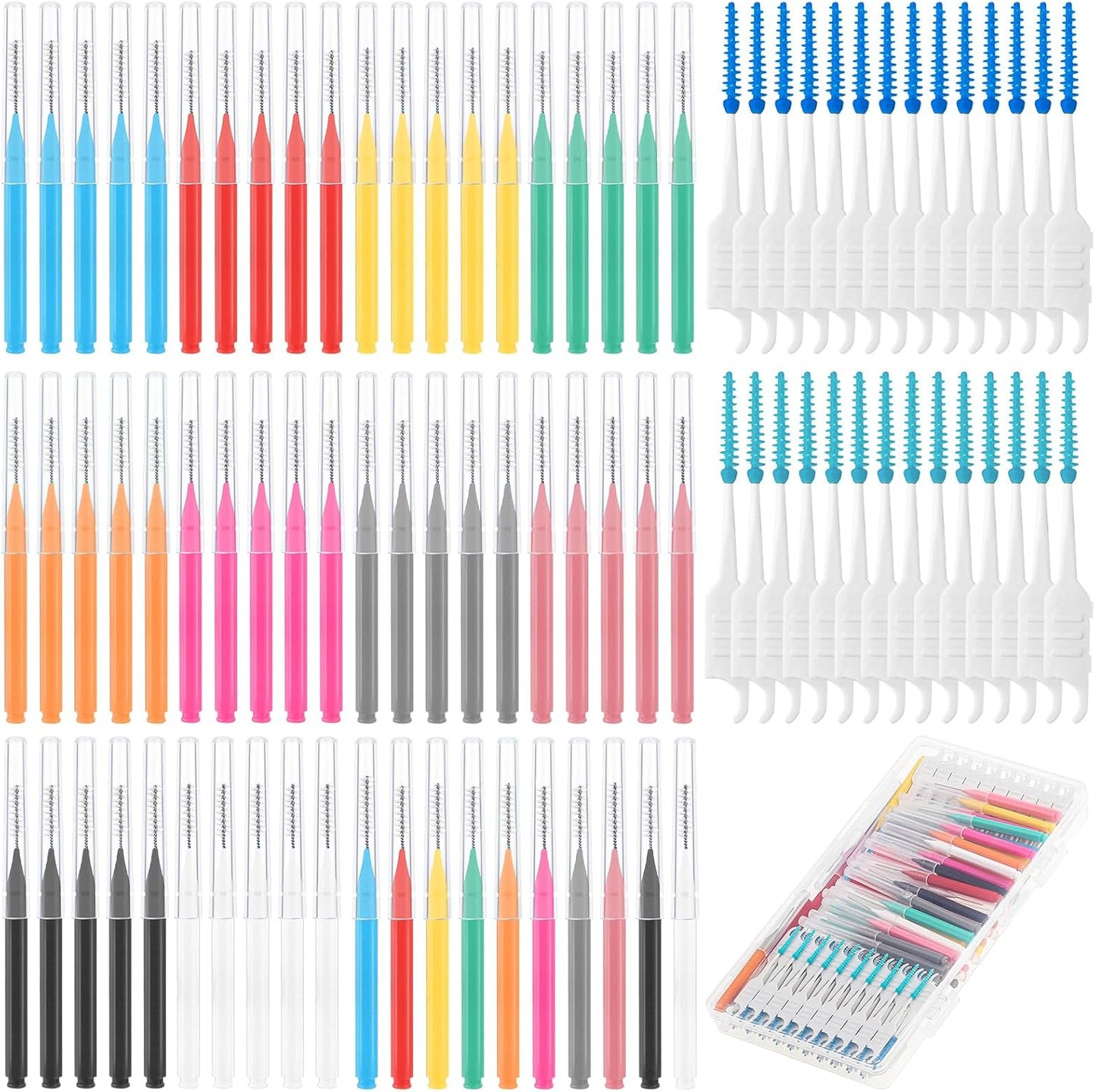 355 Pieces Braces Flossers for Braces, Interdental Brush Soft Dental Floss Picks Braces Cleaning Kit Toothpick Dental Brush Braces Teeth Flossers Brushes for Tooth Cleaner(Multiple Sizes)