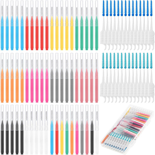 355 Pieces Braces Flossers for Braces, Interdental Brush Soft Dental Floss Picks Braces Cleaning Kit Toothpick Dental Brush Braces Teeth Flossers Brushes for Tooth Cleaner(Multiple Sizes)