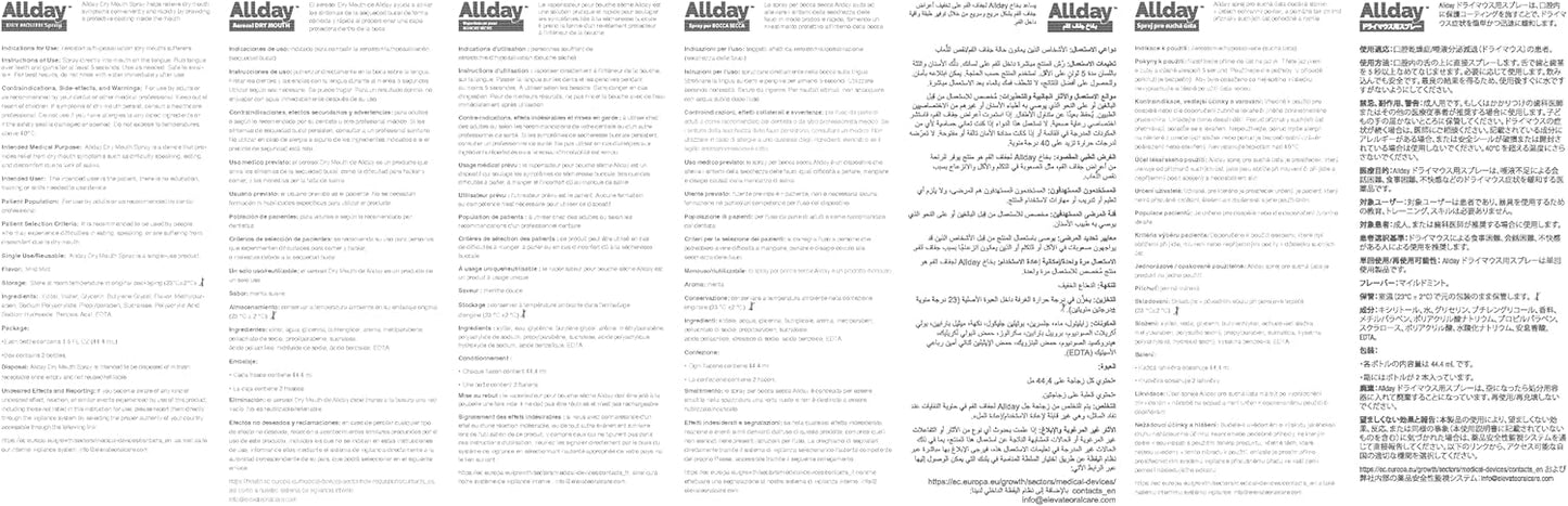 Allday Dry Mouth Spray - Maximum Strength Xylitol, Fast Acting, Non-Acidic (Pack of 2)