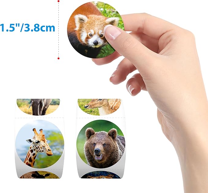 600PCS Realistic Animal Stickers, 16 Designs Jungle Animal Sticker for Kids Safari Zoo Labels with Perforated Line for Toddlers, Party Favors, Birthday Gift, Decor Supplies, Rewards (1.5" in Diameter)