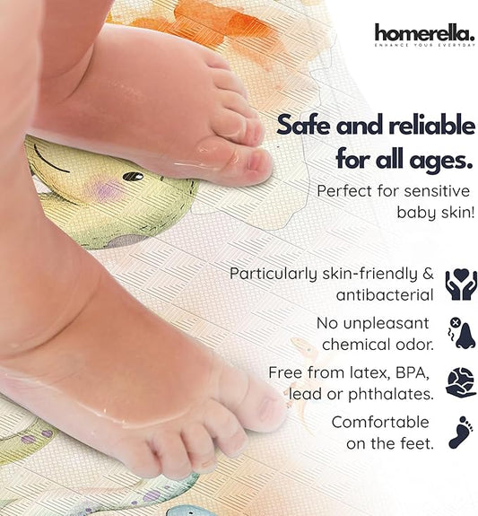 Bath Tub Mat Non Slip Anti Mold for Kids BPA Free INCL Hooks - homerella® Ocean Sea Animals 40x16, Baby Bath Mat Non Slip 200 Suction Cups, Non Toxic Machine Washable Toddler Bath Mat, EU Certified