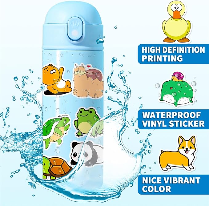 Cartoon Animal Stickers for Kids 200 Pcs/Pack, Waterproof Vinyl Stickers for Girls Boys Classroom Prizes - Laptops, Notebooks, Water Bottles, Skateboard (Animal)