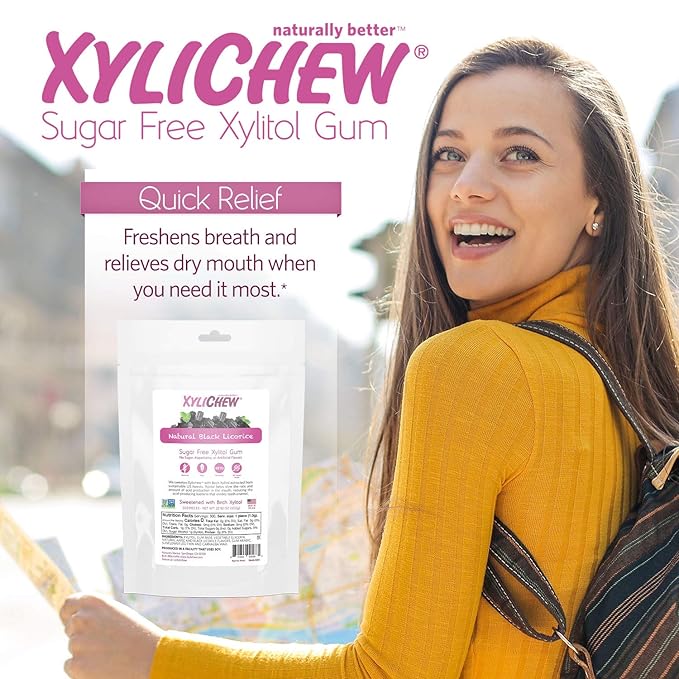 Xylichew 100% Xylitol Chewing Gum - Non GMO, Non Aspartame, Gluten Free, and Sugar Free Gum - Natural Oral Care, Relieves Bad Breath and Dry Mouth - Licorice, 500 Count