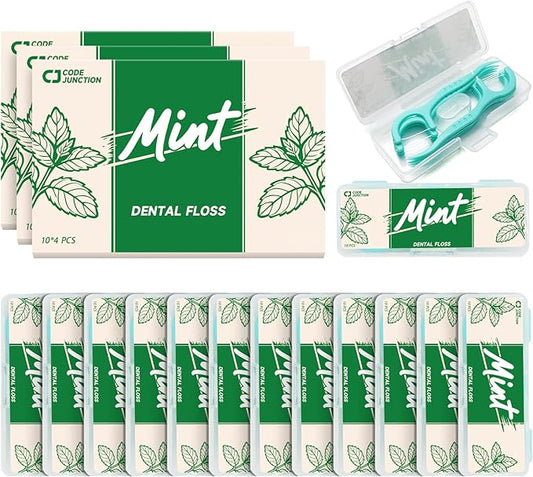 Travel Floss Picks, Fresh Mint Flavor, Dental Floss for Adults, 120 Count (3 Boxes of 4 Travel Packs)
